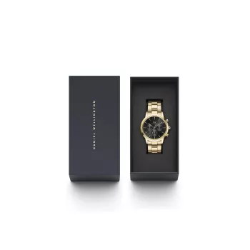 DANIEL WELLINGTON Classic Reloj de hombre 42mm Oro rosa Piel negra DW00100641