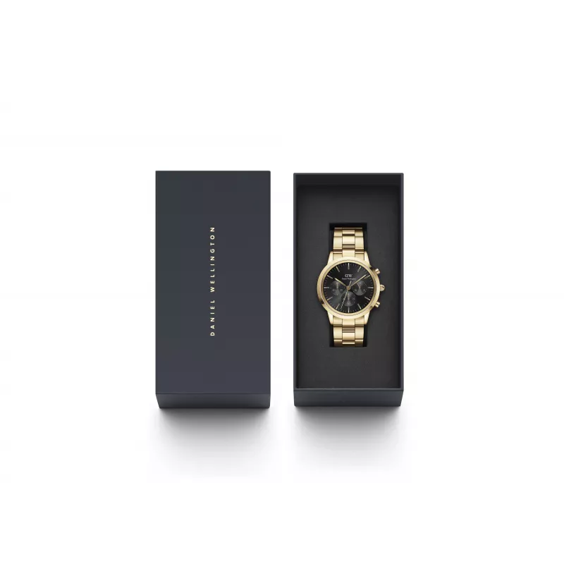 DANIEL WELLINGTON Classic Reloj de hombre 42mm Oro rosa Piel negra DW00100641