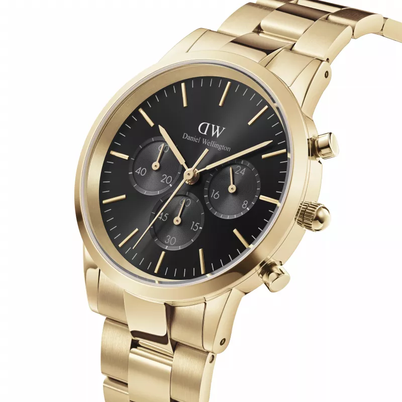 DANIEL WELLINGTON Classic Reloj de hombre 42mm Oro rosa Piel negra DW00100641