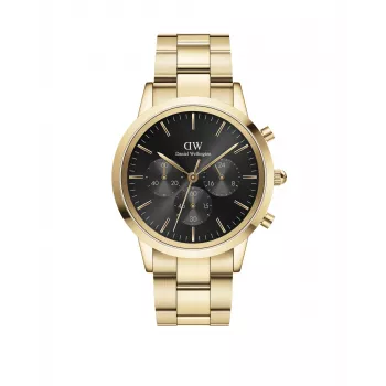 DANIEL WELLINGTON Classic Reloj de hombre 42mm Oro rosa Piel negra DW00100641