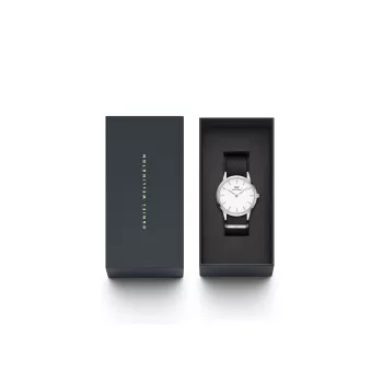Reloj DANIEL WELLINGTON Classic hombre DW00100677 40mm caja de acero inoxidable oro rosa esfera blanco crema correa de piel negra