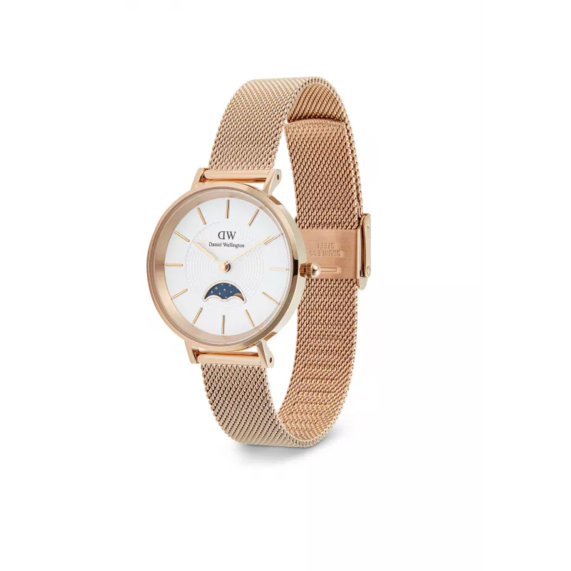 Reloj DANIEL WELLINGTON Petite Lumine 32mm plata con esfera de nácar y correa de malla plateada DW00100773