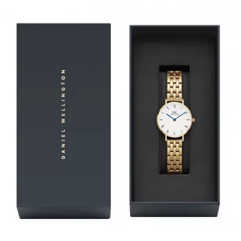 DANIEL WELLINGTON Petite Lumine Reloj para mujer 28mm oro rosa correa de malla DW00100682