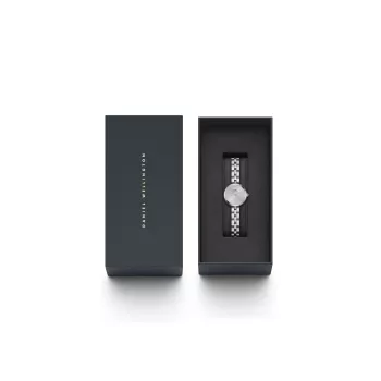 Reloj de mujer Daniel Wellington Quadro Mini Pressed Sheffield DW00100719 - caja de acero inoxidable rosa oro de 22mm, esfera blanco crema, correa de piel italiana negra