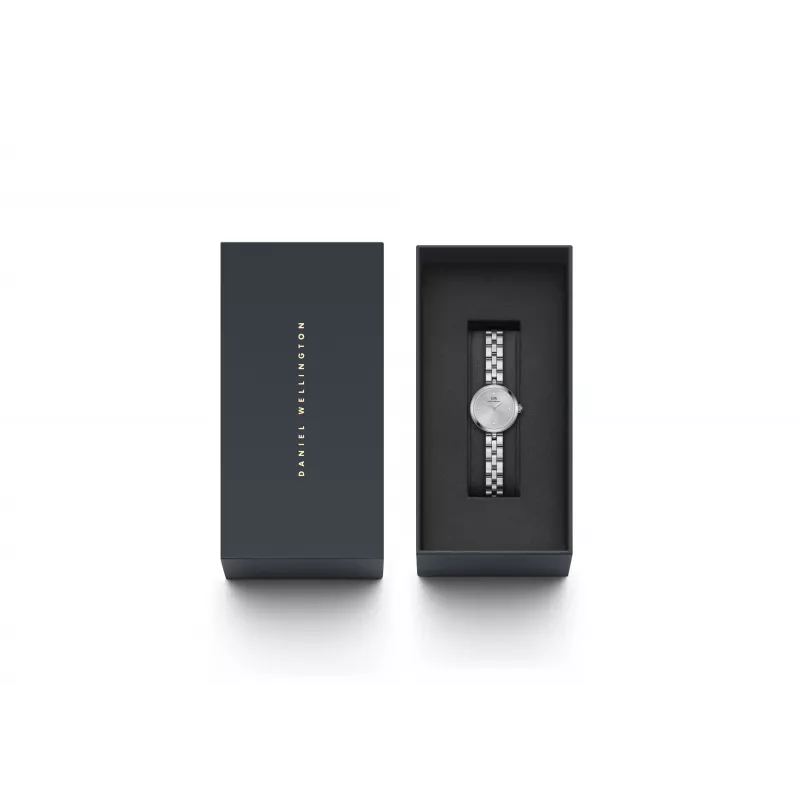 Reloj de mujer Daniel Wellington Quadro Mini Pressed Sheffield DW00100719 - caja de acero inoxidable rosa oro de 22mm, esfera blanco crema, correa de piel italiana negra