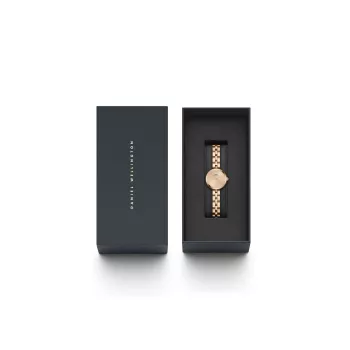 Daniel Wellington Quadro Reloj para mujer 22mm Caja de acero inoxidable oro rosa Correa de piel negra DW00100720