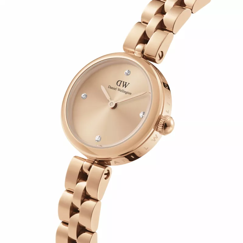 Daniel Wellington Quadro Reloj para mujer 22mm Caja de acero inoxidable oro rosa Correa de piel negra DW00100720