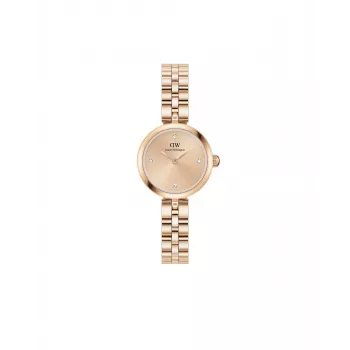 Daniel Wellington Quadro Reloj para mujer 22mm Caja de acero inoxidable oro rosa Correa de piel negra DW00100720