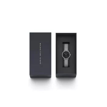 Reloj de mujer DANIEL WELLINGTON Quadro 28mm rosa oro acero inoxidable piel negro DW00100661
