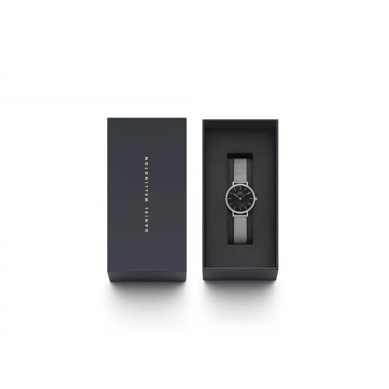 Reloj de mujer DANIEL WELLINGTON Quadro 28mm rosa oro acero inoxidable piel negro DW00100661
