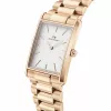 DANIEL WELLINGTON Quadro Reloj de mujer 32mm oro rosa acero inoxidable piel negra