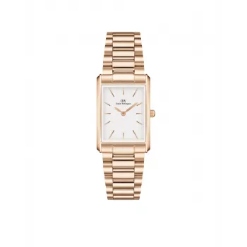 DANIEL WELLINGTON Quadro Reloj de mujer 32mm oro rosa acero inoxidable piel negra