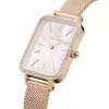 DANIEL WELLINGTON Quadro reloj de mujer DW00100669 – 20mm caja en oro rosa, correa de piel negra