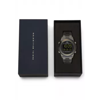 DANIEL WELLINGTON Reloj unisex DW00100765 42mm Caja de acero inoxidable oro rosa Correa de piel negra Cuarzo