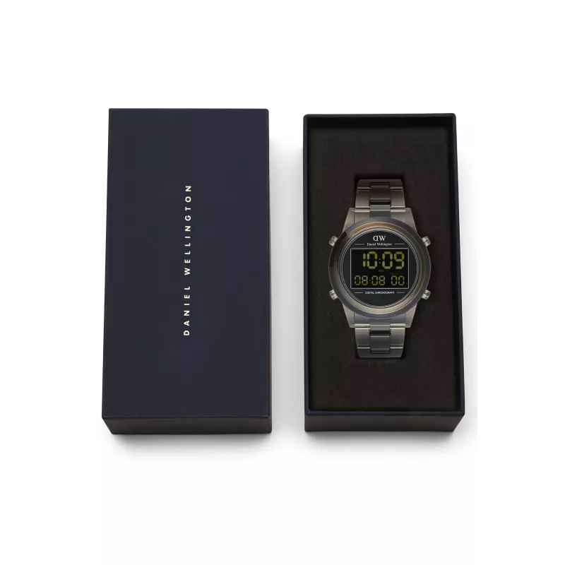 DANIEL WELLINGTON Reloj unisex DW00100765 42mm Caja de acero inoxidable oro rosa Correa de piel negra Cuarzo