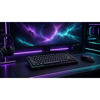 Dark Project ALU81A Terra Nova G3MS Moonstone Switch teclado mecánico, US ANSI, Negro
