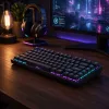 Teclado mecánico gaming TKL Dark Project Terra Nostra G3MS Moonstone Switch, US ANSI, Negro