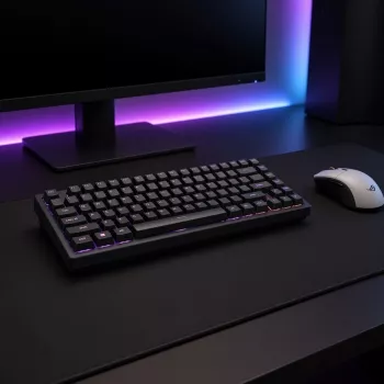 Teclado mecánico gaming TKL Dark Project Terra Nostra G3MS Moonstone Switch, US ANSI, Negro