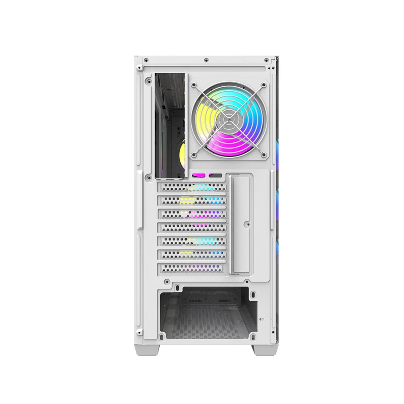 Darkflash DS900WD Caja de ordenador ATX Mid-Tower (Blanco) con 4 ventiladores ARGB y panel lateral de cristal templado