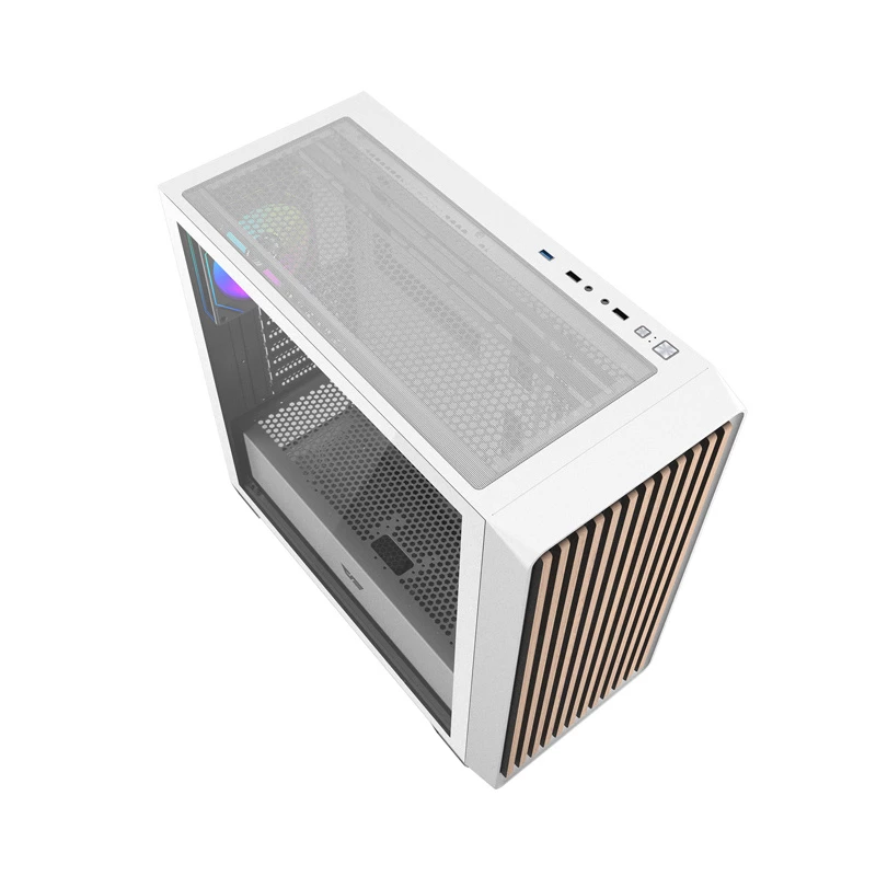 Darkflash DS900WD Caja de ordenador ATX Mid-Tower (Blanco) con 4 ventiladores ARGB y panel lateral de cristal templado