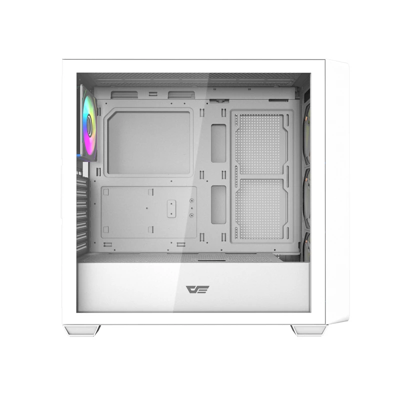 Darkflash DS900WD Caja de ordenador ATX Mid-Tower (Blanco) con 4 ventiladores ARGB y panel lateral de cristal templado