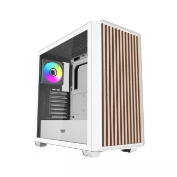 Darkflash DS900WD Caja de ordenador ATX Mid-Tower (Blanco) con 4 ventiladores ARGB y panel lateral de cristal templado