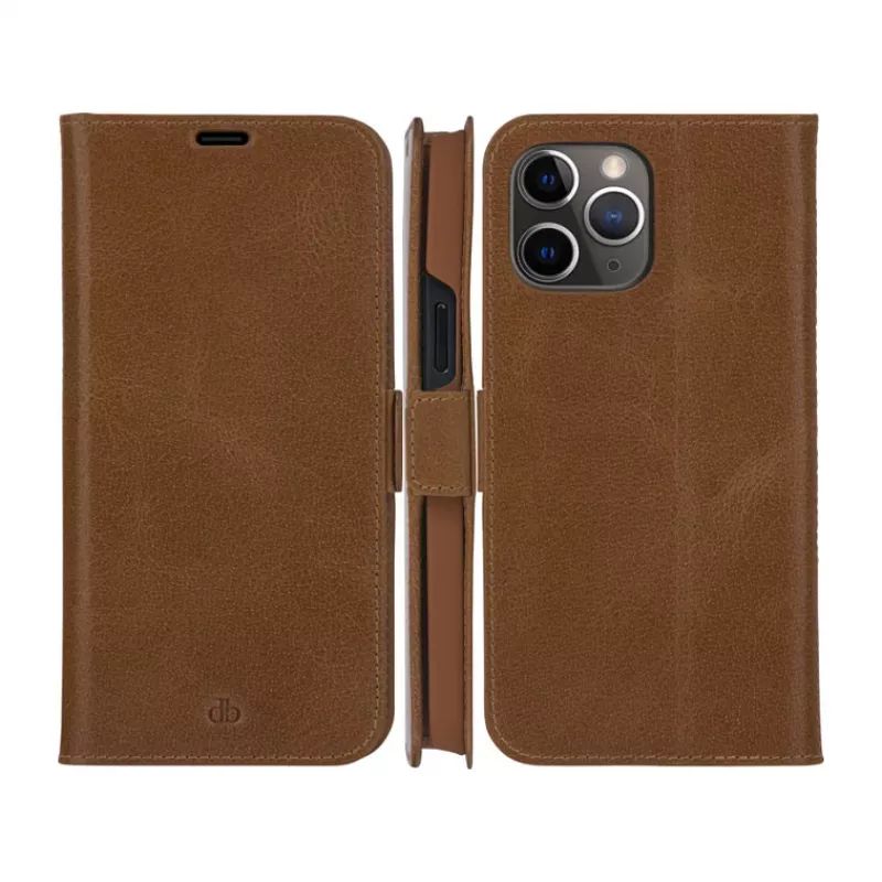 dbramante1928 Copenhagen Slim Funda tipo libro para Apple iPhone 13 Pro Max, piel granulada, marrón claro