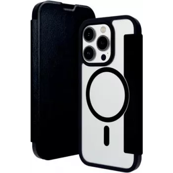 dbramante1928 Helsinki Funda folio MagSafe para iPhone 15 Pro, piel negra con 3 compartimentos para tarjetas HE61CLBL1882