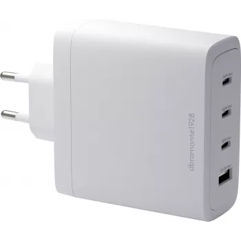 DBRAMANTE1928 Re-Charge Cargador de pared GaN 140W – 4 puertos de salida (3x USB-C, 1x USB-A) – Blanco