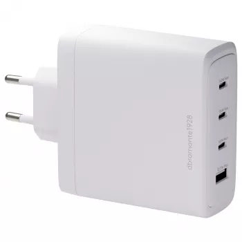 DBRAMANTE1928 Re-Charge Cargador de pared GaN 140W – 4 puertos de salida (3x USB-C, 1x USB-A) – Blanco