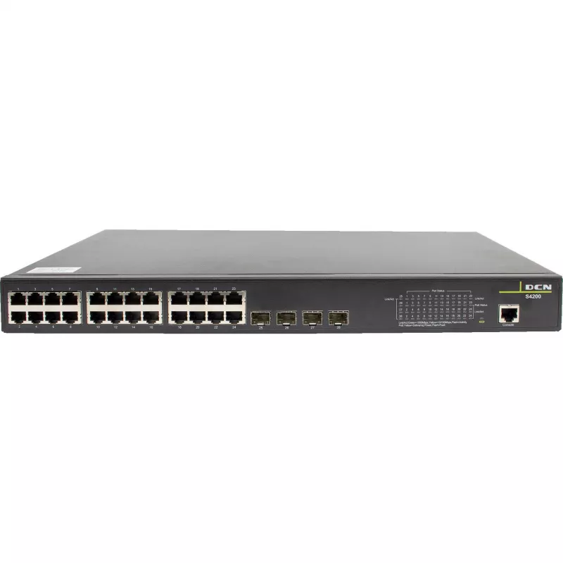 DCN S4200-28P-PL-SI-R2 Switch gestionado Layer 2 PoE+, 24x puertos Gigabit PoE+, 4x SFP, 200W