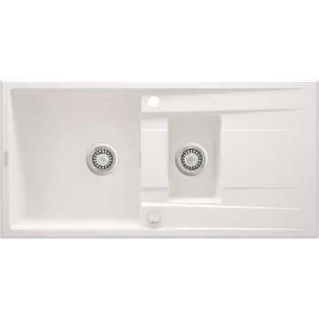 DEANTE Fregadero de cocina de granito compuesto de 1,5 senos con escurridor - Negro