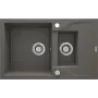 DEANTE Fregadero de cocina de granito compuesto 1,5 cubetas con escurridor - negro