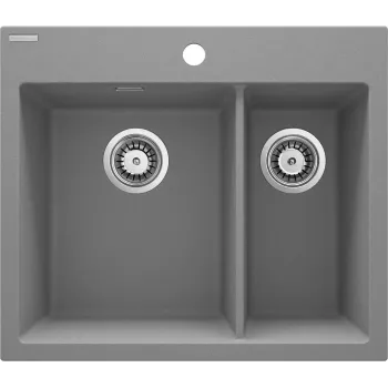 Fregadero de cocina de granito compuesto DEANTE 1,5 senos con escurridor - Graphite