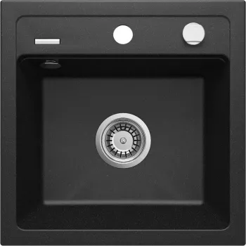 DEANTE Fregadero de cocina de granito compuesto 1 cubeta negro 780x490mm