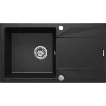 DEANTE fregadero de cocina de granito composite 1 cubeta con escurridor - negro