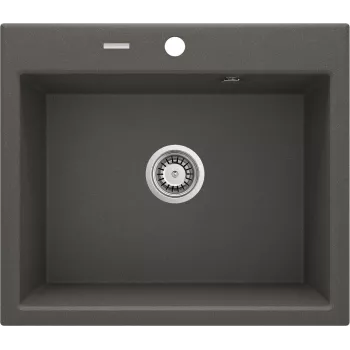 DEANTE fregadero de cocina de compuesto de granito 1 cubeta con escurridor, grafito, encimera, mueble bajo 450 mm