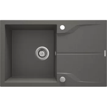DEANTE Fregadero de cocina de granito compuesto 1 cubeta con escurridor integrado - negro (Nero) 780x435mm