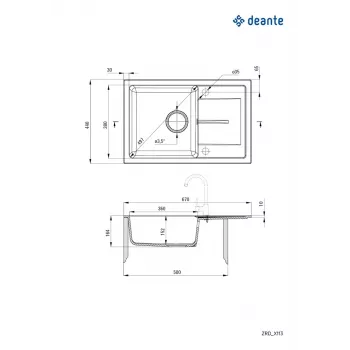 DEANTE Fregadero de granito 1 cubeta con escurridor - Grafito