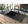 Fregadero de granito DEANTE 1 cubeta con escurridor - negro ónix, 620x500mm