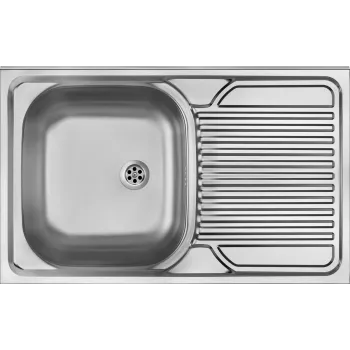 Fregadero DEANTE 1 cubeta de acero inoxidable con escurridor a la derecha - encimera, 620x435 mm, AISI 304