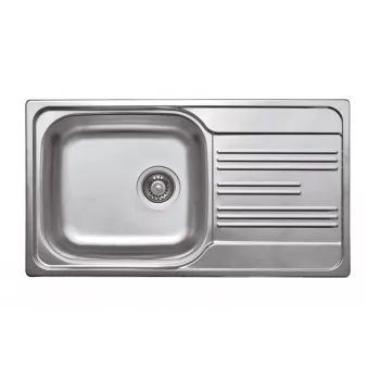 DEANTE Fregadero de acero 1 cubeta con escurridor - Acabado satinado, 780x435 mm, encastrado