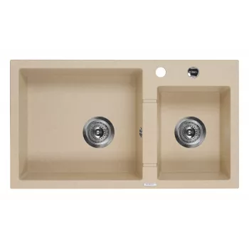 Fregadero de cocina de compuesto de granito DEANTE 2 cubetas con escurridor - beige