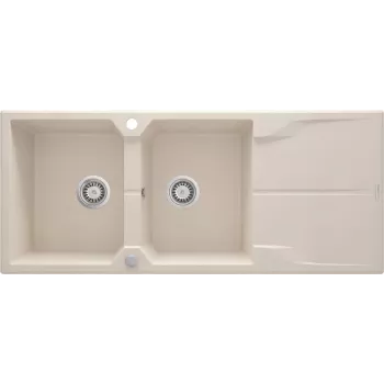 DEANTE Fregadero de cocina de granito compuesto de 2 senos con escurridor - Grafito