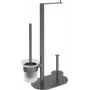 DEANTE Set de baño 3 en 1 - Portarrollos de papel higiénico de pie, soporte de cepillo de baño, portarrollos de repuesto - Negro mate - Serie Rivalta