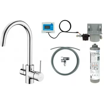 DEANTE grifo de cocina de 3 vías con set de filtro de agua, negro mate, BCHF064M