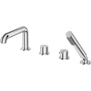 Grifería de bañera de 4 orificios DEANTE con set de ducha - Oro, latón, serie Arnika