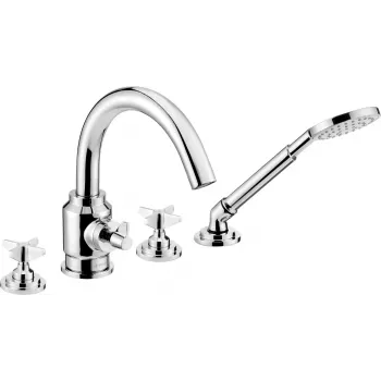 DEANTE Grifo de bañera de 4 agujeros con set de ducha Cromo Serie Arnika