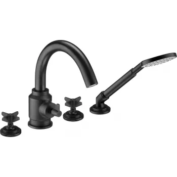 DEANTE Grifo de bañera de 4 orificios con set de ducha cromado latón Arnika