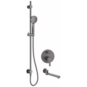 DEANTE Arnika Conjunto de ducha empotrado con caño de bañera, negro mate